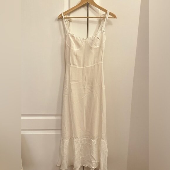 NWT Reformation Nikita Midi Dress in White Ivory Tie Straps Bridal | size 6 - Picture 5 of 12